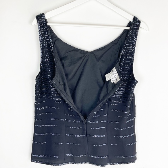 J LAXMI Womens Size M Medium Top Sleeveless Black beaded with sequins - Picture 3 of 7